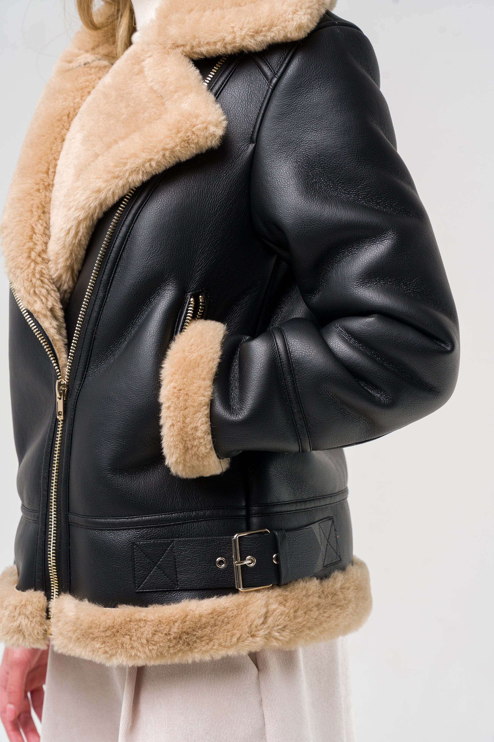 Faux fur biker jacket