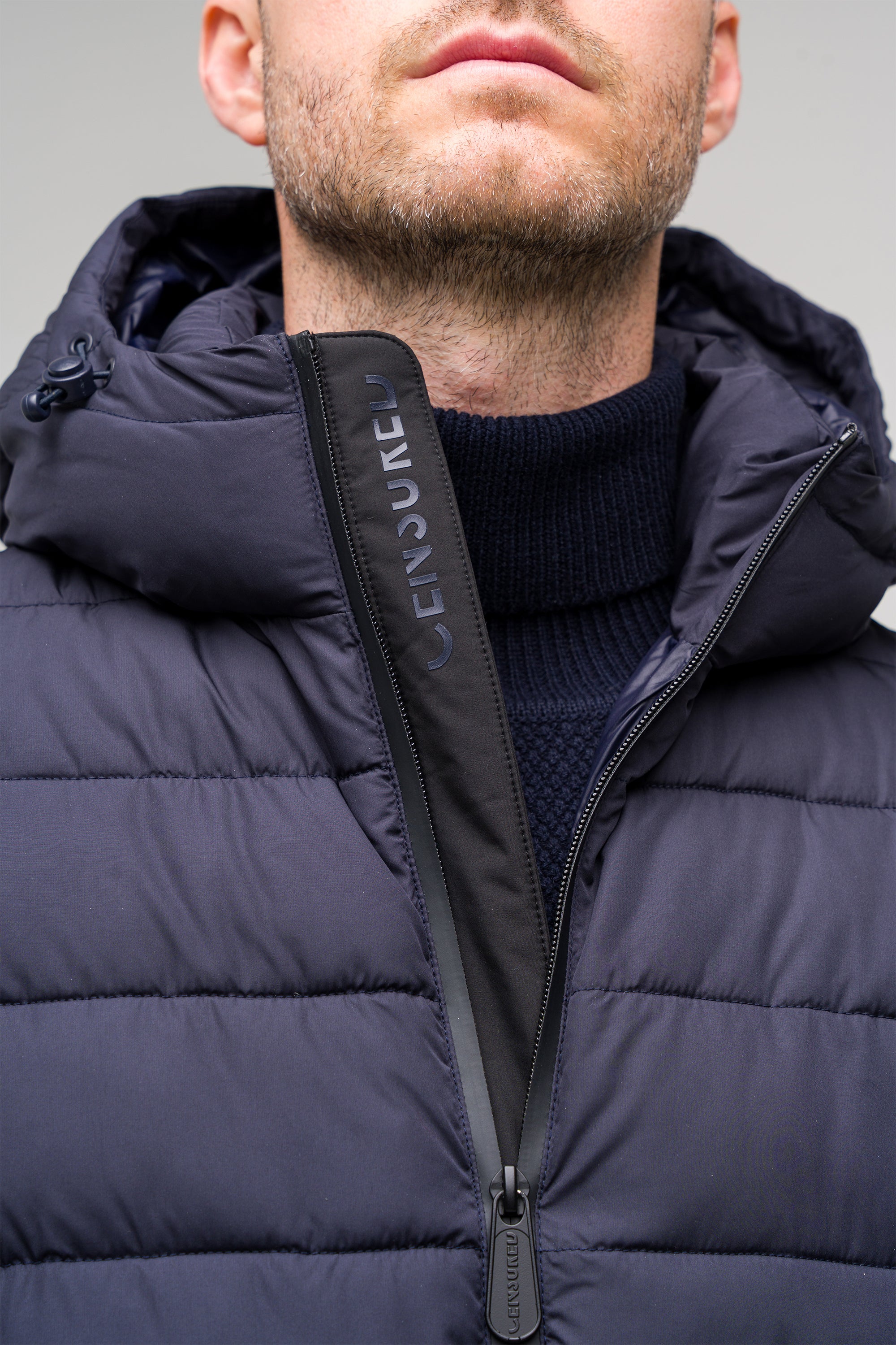 Two-tone quilted jacket with hood