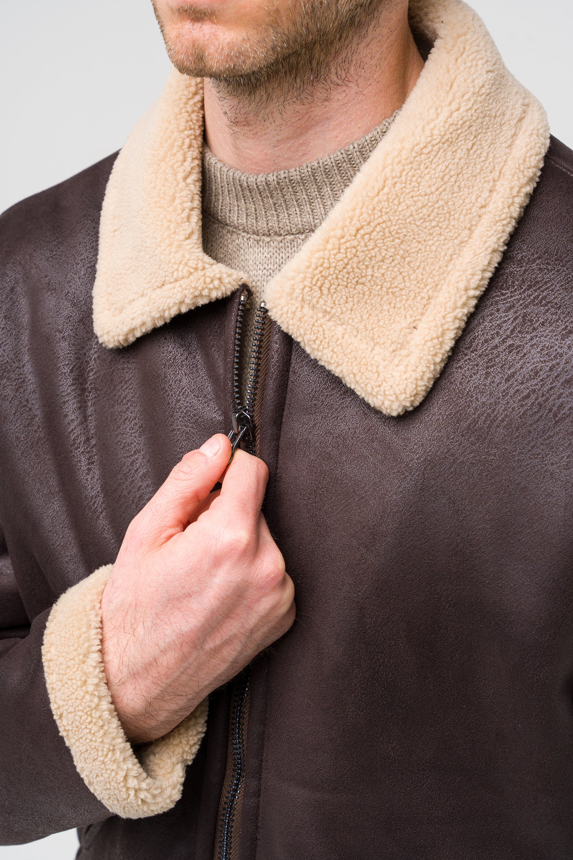 Shearling-effect eco fur jacket