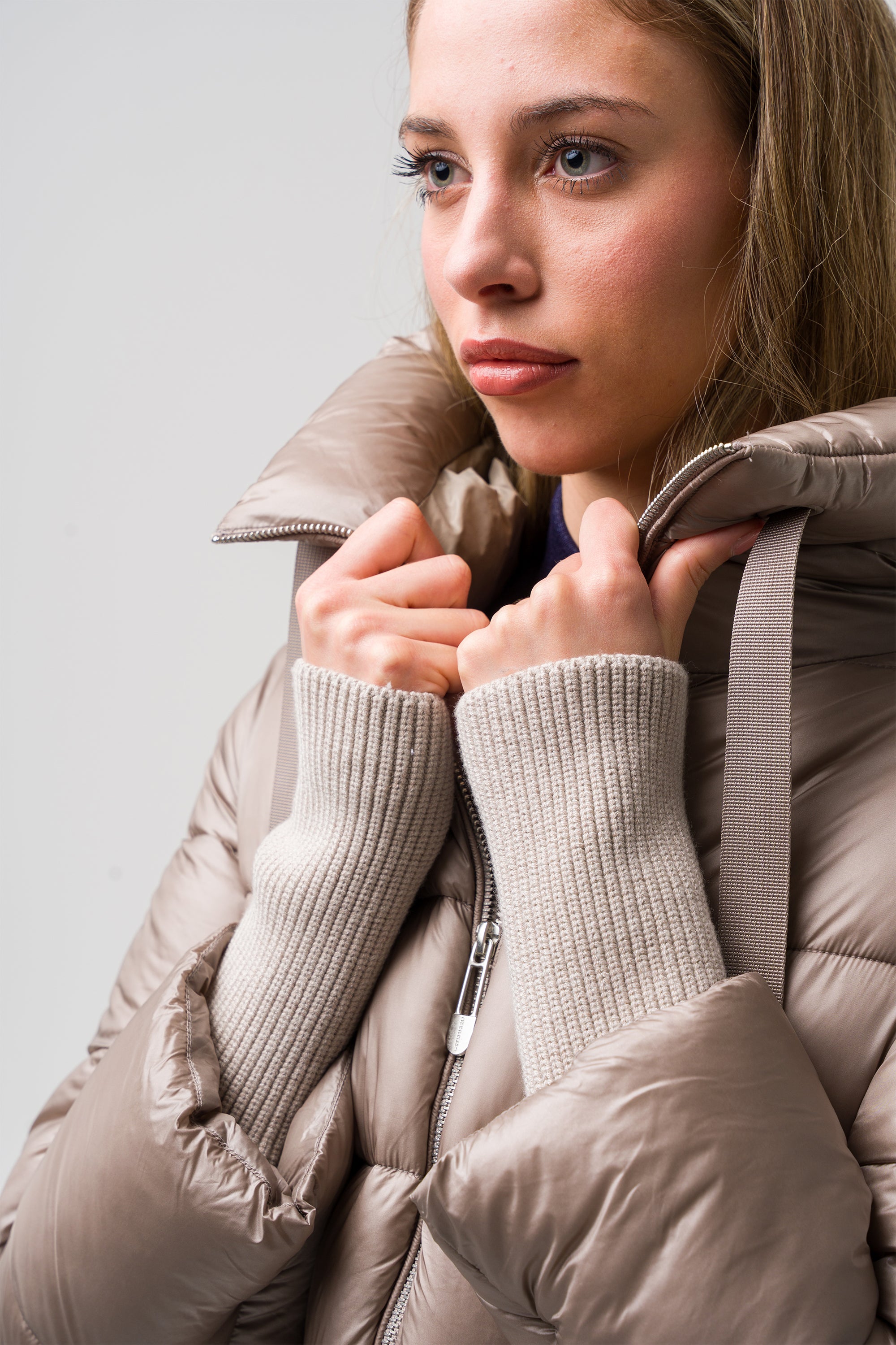 Glossy quilted jacket with hood