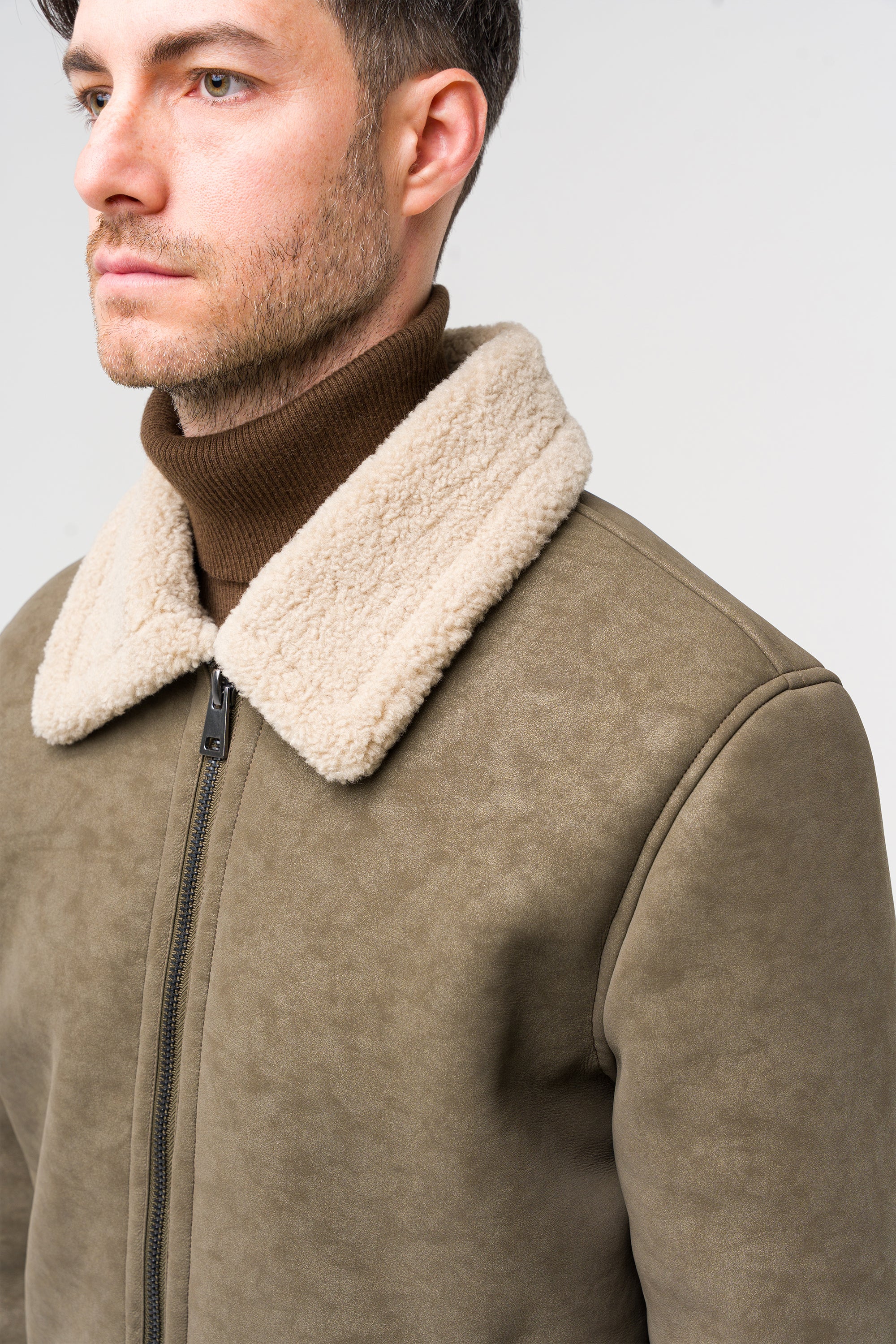 Short lamb-effect faux fur jacket